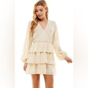 VICI Ruffle Tiered Dress Cream Size S